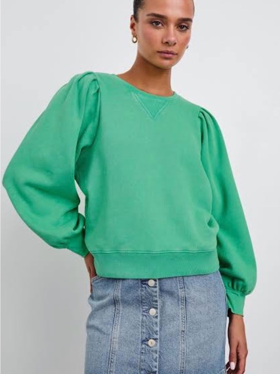 a new day Tops - a new day Green Puff Sleeve Crewneck Sweatshirt